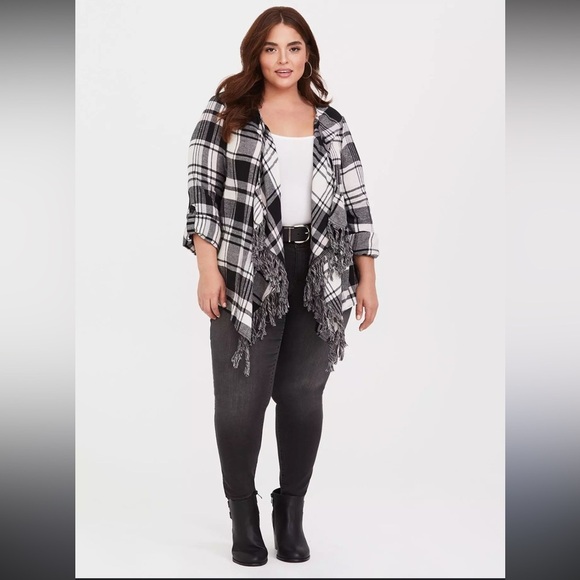 Torrid Flannel Drape Fringe Hem - Picture 2 of 6